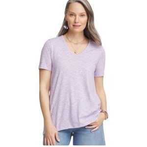 Chico's Polka-Dot Short Sleeve Forward Seam Tee Top Size L